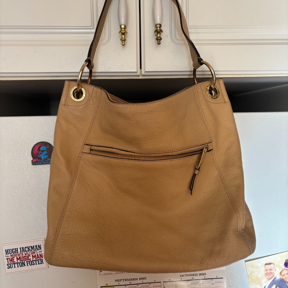 Karl Lagerfeld Beige Leather Shoulder Bag - Picture 3 of 7